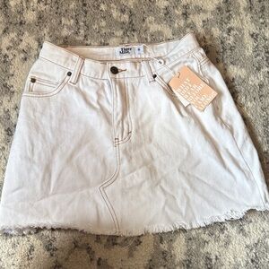 Tiger Mist White Frayed Mini Skirt